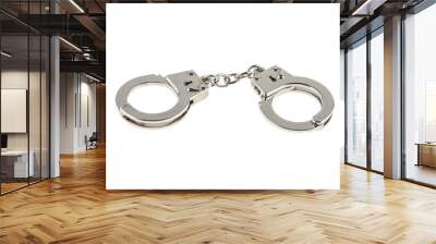 Iron handcuffs isolated on white background Wall mural