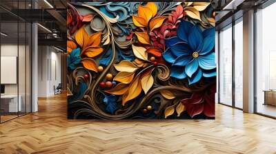 abstract decorative flower with renaissance style background Wall mural