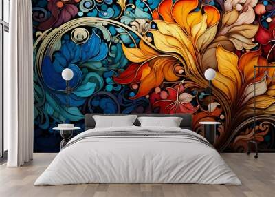 abstract decorative plants with renaissance style background Wall mural