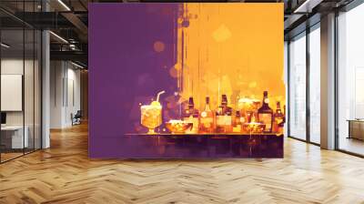 alcoholic pub bar party illustration background Wall mural