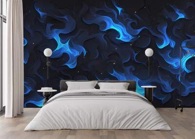 blue flames abstract background illustration, gaming event background Wall mural