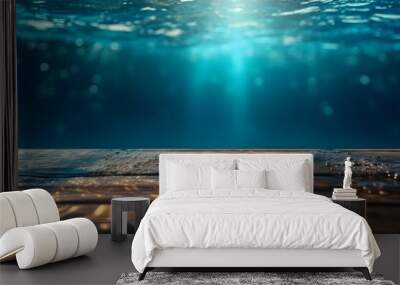 empty wooden floor with blurred under water background Wall mural