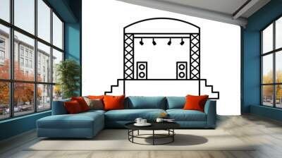 musical concert stage line art icon vector Wall mural