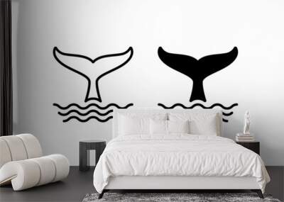 whale tail and waves flat icon vector for apps and websites Wall mural