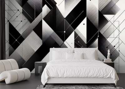 Abstract geometric black and white graphic design triangle halftone pattern background 2 Illustrations vector Generative Ai Wall mural