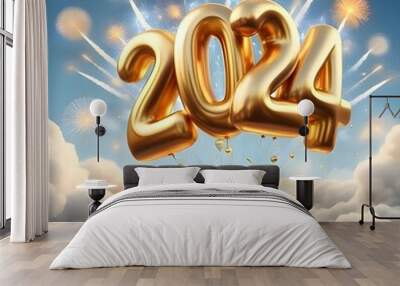 Happy new year 2024 Wall mural