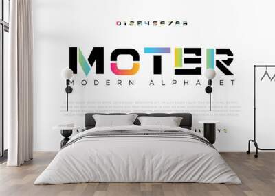 Moter Modern abstract digital alphabet font. Minimal technology typography, Creative urban sport fashion futuristic font and with numbers. vector illustration Wall mural