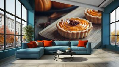 muffins on a wooden background Wall mural