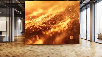 golden glowing dust light. Bokeh light lights effect on white background. Wall mural