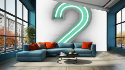 neon sign number 2 3d render Wall mural