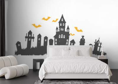 Haunted House Silhouettes Illustration Wall mural