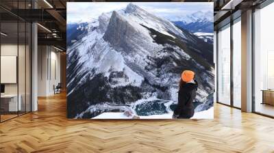 View of Ha Ling peak in Canmore, East End of Rundle trail, Canada Wall mural