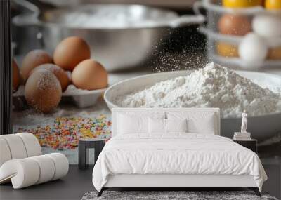 Baking Time: Flour and Eggs Wall mural