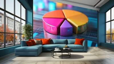 Colorful Pie Chart on Data Visualization Background Wall mural