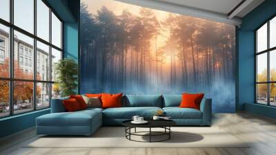 Enchanted Forest at Sunrise Wall mural