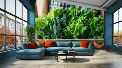 Fresh Greens in a Tray Wall mural