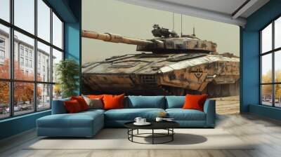 Futuristic Tank in Desert Wall mural