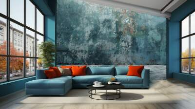 Grungy Blue Wall and Floor Background Wall mural