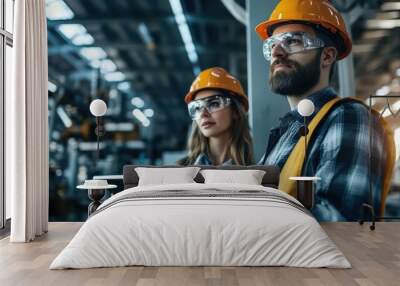 Industrial Workers Examining a Tablet Wall mural