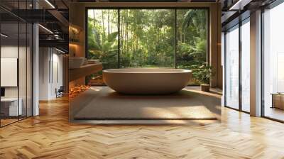 Luxurious Bathroom with Tropical View Wall mural