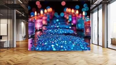 Beautiful aroma candles on table in room  Wall mural