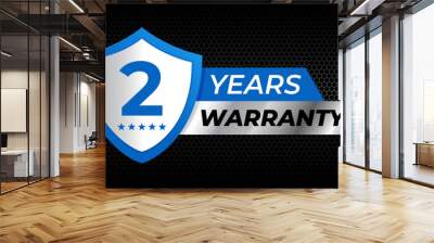 2 years warranty shield label icon badge design. blue and silver color. vector illustration eps 10
 Wall mural