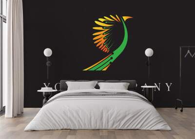 strong, powerful, eye-catching bird of paradise logo design, vector icon illustration inspiration. Wall mural