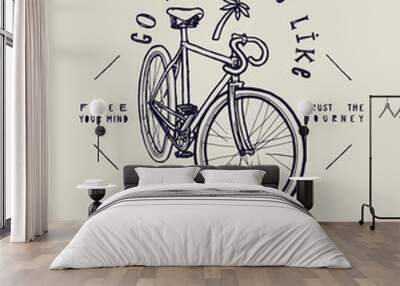 City fixed gear bicycle stylish print. Go where you like - like where you go. Wall mural