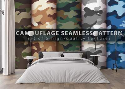 Set camouflage military seamless pattern Wall mural