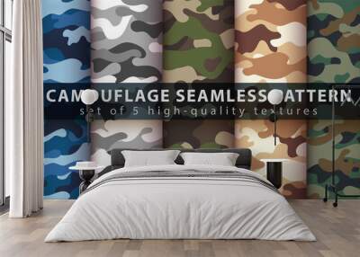 Set camouflage military seamless pattern Wall mural