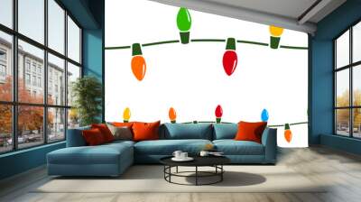 Vector illustration of a string of colorful holiday lights that can be joined end to end seamlessly to form longer strings as needed. Wall mural