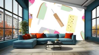 seamless pattern of different ice cream 2 Wall mural