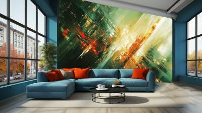 Abstract Cityscape with Diagonal Brushstrokes Wall mural