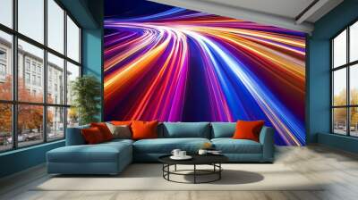 Abstract Colorful Light Trails in a Curved Path Wall mural