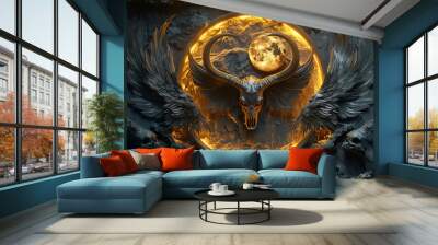 Pagan night logo. Highly detailed. Dramatic lighting. Generative Ai Wall mural