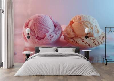 Two Scoops of Ice Cream Melting in Milk Wall mural