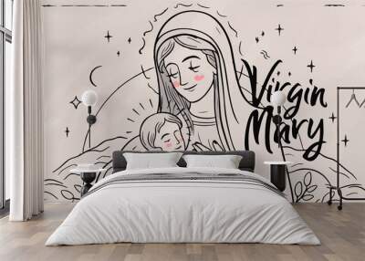 Virgin Mary modern abstract illustration poster Wall mural