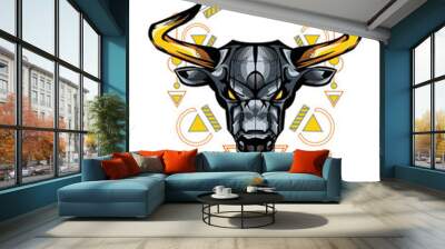 taurus zodiac symbol in saced geometry Wall mural