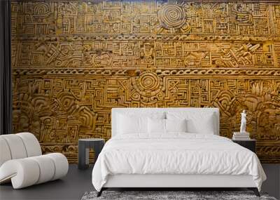 Ancient Mayan Glyphs background. Generative AI. Wall mural