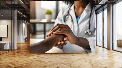 Close up of female African American doctor holding patient's hand. Generative AI. Wall mural