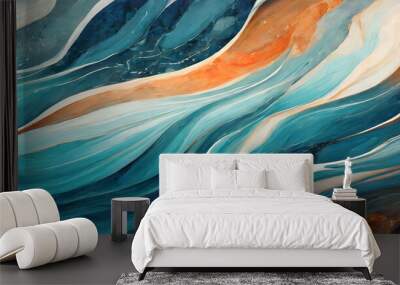 Paint a digital ocean scene using oil textures, incorporating the rich blue hues. Generative AI.	
 Wall mural