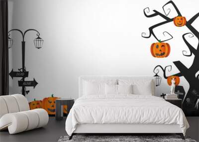 halloween border frame isolated on transparent background Wall mural