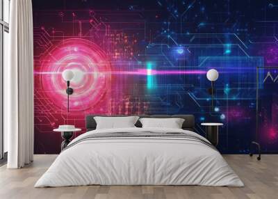 Abstract futuristic electronic circuit technology background  Wall mural