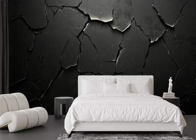 Luxury black metal gradient background with distressed cracked concrete texture. Wall mural