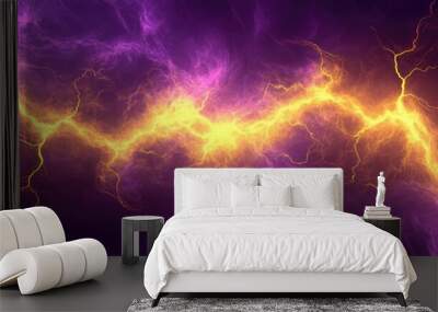 purple and yellow battle lightning background  Wall mural