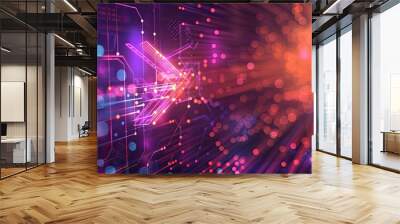 Startup concept. Up arrow. Abstract circuit lines Futuristic technology digital hi tech background  Wall mural