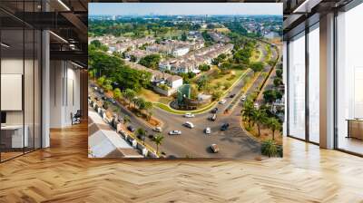 Tangerang, Indonesia - 6th Sep 2019: Aerial or bird eye view of Pondok Hijau Golf cluster in Gading Serpong, Tangerang It is a luxury residential area. with high property development and investment. Wall mural