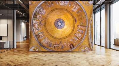 Venice, Italy - CIRCA 2013: Mosaic art at the ceiling of St Mark Cathedral (Basilica di San Marco). Wall mural