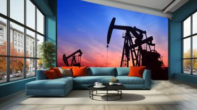 Is work of pumping unit, under the setting sun Wall mural