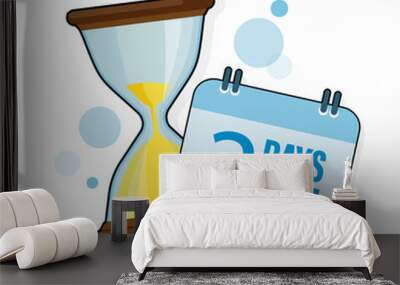 2 days left. Sandglasses with calendar icon on a white background. Vector stock illustration. Wall mural